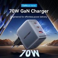 Vention 3-Port USB (C+C+A) GaNDASH Charger (70W/70W/22.5W) EU-Plug