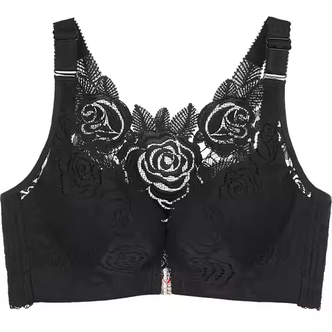 2026 Floral Secrets Comfort Rose Bra Front Closure Rose Lace Comfy No Wire Bras Push Up Wire-Free Se