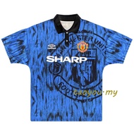 Manchester United Umbro Jersey Away Fans Edition Blue MU Jersey Retro Collar Budak Lelaki Retro Jersey Football Jersi Unisex Sublimation Design 1992-93