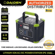 ◊♀ORIGINAL DAIDEN Portable Power Station Inverter Generator PS300 Sinewave AC DC 12V 24V 220V UPS Co