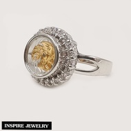 Inspire Jewelry ,แหวน กังหันล้อมเพชร งานDesign หมุนรับทรัพย์ ตัวเรือน หุ้มทองคำขาว นำโชค แชกงหมิว เสริมดวง อายุยืน