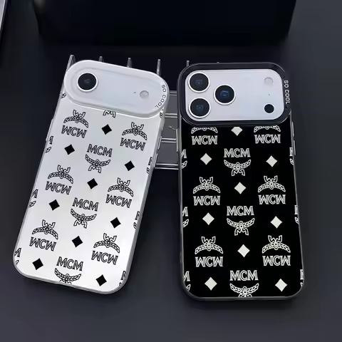 Luxury M-MCM Phone Case For iPhone 11-17 Air Pro Max Colorful Plated Anti Slip Anti Fingerprint Prot