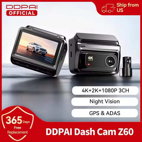 DDPAI Z60 4K+2K+1080P Dash Cam Support Rear and Interior Car DVR GPS ADAS 5GHz WiFi NightVIS 2.0 Das