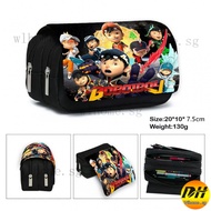 Boboiboy Pencil Case Large Capacity Double Pockets Custom Pencil Case Anime Pencil Case Square Pencil Case Kid School Stationery Zipper Pen Case