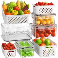 Refrigerator Storage Box Food In The There Is A Removable Strainer And Lid. Vegetable Meat Container