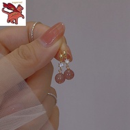 Anting Emas 916 Original women's strawberry crystal earrings long simple personality accessories for girlfriend gift