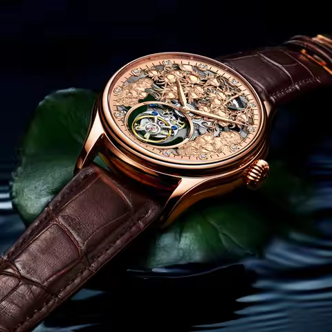 AESOP Men Real Tourbillon Mechanical Wrist Watch Brand Skeleton Hollow Luminous Hand Watch Male Tour
