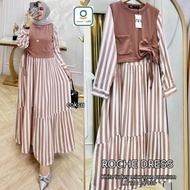 Rch dress maxy maxi gamis syari jumbo BIG size xxl ld 110 party invitation striped motif women'sWani