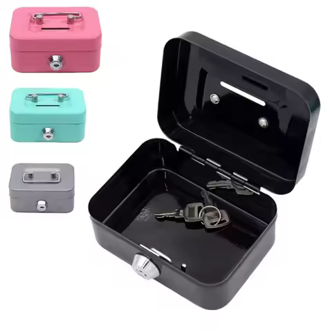 Metal Mini Bank with Key Lock Money Box 4.5x3.3x1.9inch Money Saving Box Small Storage Box for Adult