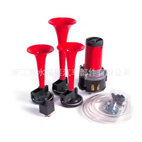 Automobile Motorcycle 3-Tube Electric Air Horn 12V Large Air Pump Train Horn High-Power Electric Hor