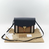 （🈶️購買憑證）Burberry 博柏利 英倫格紋 藍色牛皮 斜挎包 郵差包