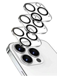 3入組全覆蓋保護玻璃，適用於iPhone 11 12 13 Pro Max相機保護套，亦適用於iPhone 13 14 15 Pro Plus高清不影響夜拍
