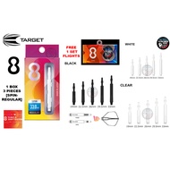TARGET DARTS 8 SHAFT REGULAR [SPIN] FREE 8 FLIGHT - BLACK/WHITE/CLEAR