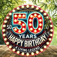 1pc Vintage 50th Birthday Neon Sign - Retro Style Metal Wall Art With "Happy Birthday" And "Living L