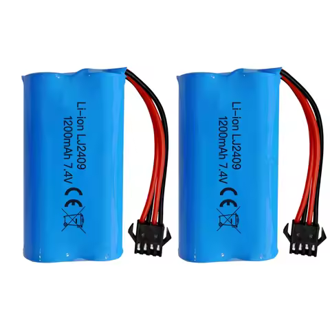 2PCS 7.4V 1200mAh Lithium Battery with SM-4P 4-Pin Plug for EC08 RC Boat RC Car Model Spare Battery