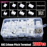 CAUSI 230Pcs 2.54mm Pitch Terminal, Housing Kit Male And Female Pin Connector, 2p 3p 4p 5pin XH2.54 