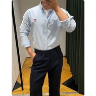 High street embroidery long sleeve Oxford shirt casual Oxford striped shirt for men and women