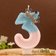 Number Candle 0-9 Blue Pink Crown Cake Party Supplies Creative diy Handmade Candle