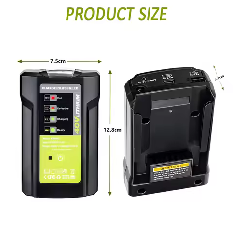 For Ryobi 36-40V Battery LUB40V Electric Tool Charger 3W Adapter Light With USB Overcharge Protectio