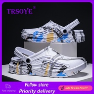 TRSOYE 2024 Summer Men's Beach Sandals Size 46 47 48 49 Outdoor Hole Shoes Outer Wear Sandals Korean Trend Big Size 39-49