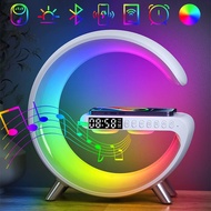 Bluetooth Speaker LED Alarm Clock RGB Colorful Atmosphere Night Light Lamp Sunrise Simulation Wake Up 15W Wireless Phone Charger