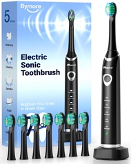 Electric Toothbrush for Adults,Travel Sonic Toothbrush with 8 Replacement Heads, Ultra Clean Recharg