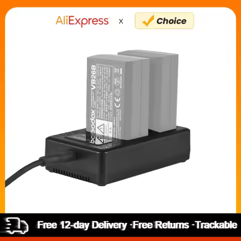 Portable 2-slot Battery Charger for Godox V1/V860III Series Flash Speedlite Batteries VB26A/VB26B/VB