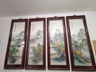 中國傳統刺繡畫 古代十字繡畫 山水畫 掛牆 擺設 裝飾 風水