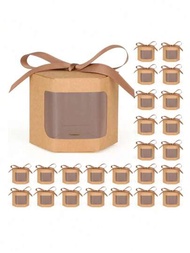 2入組六角蓋展示窗禮品盒，適用於禮品，手工藝品，蛋糕，糖果盒，婚禮晚會生日禮物