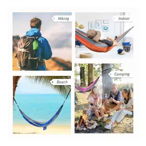 QF Hammock Nylon Portable Travel Camping Hammock, Blue Gray