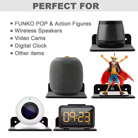 Acrylic Wall Mount Multifunctional Speaker Wall Shelf Stand for Webcam Cell Phones Router Accessorie