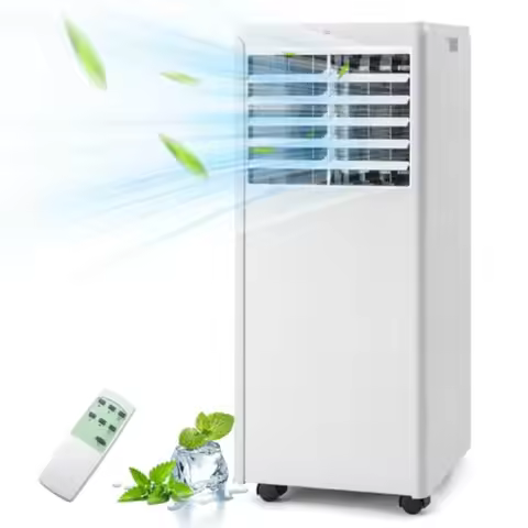 Portable Air Conditioner 8000 BTU with Cool Fan Dehumidifier Quiet Operation Remote Control 24HTimer