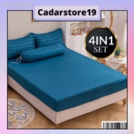 【NEW stock】△✻CADAR “PROYU” 100% Cotton 4 in 1 Hotel Style Single Tone High Quality Fitted Bedsheet (Queen/King)