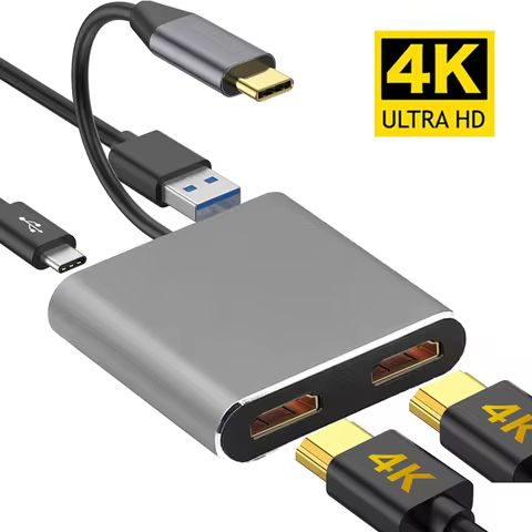 Type-C Hub Docking Station to HDMI*2 4K USB3.0 PD Fast Charging Dual Screen Extend Display USB C Hub