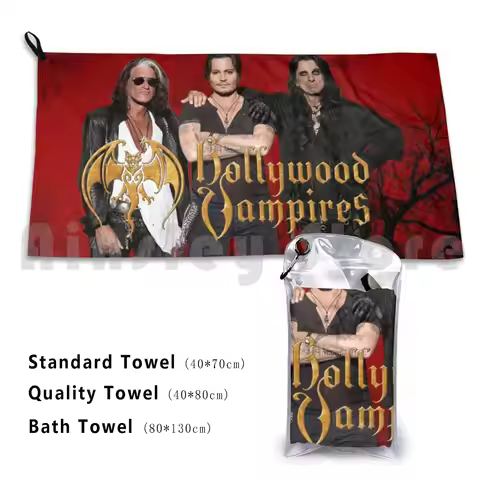 Hollywood Vampires Bath Towel Beach Cushion Hollywood Vampires Face Alice Cooper Johnny Depp Joe Per