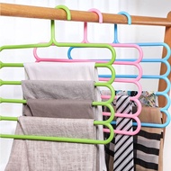 5 Layers Clothes Hanger Storage Trousers Drying Towel Skirt Jean Scarf Wardrobe Space Saver Multiple Ties Racks
