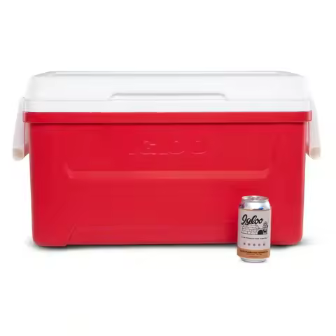 48 QT Ice Chest Cooler, Hard Plastic Portable Cooler Box with Lid for Camping, Beach, Tailgating & O