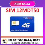 Sim 4G trọn gói 1 năm Mobifone 12MDT50 / 12FD50 Sim data hỗ trợ 5Gb 1 ngày Sim không nghe gọi được