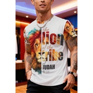 Men'S The Lion of Judah 3D Print T-Shirt - Bold Lion of Judah Bible Verse (Psalm 23:1-2) Graphic Tee