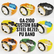 GA-2100 CUSTOM BEZEL & BAND.STEEL BEZEL + PU RUBBER BAND..BUTTERFLY BUCKLE