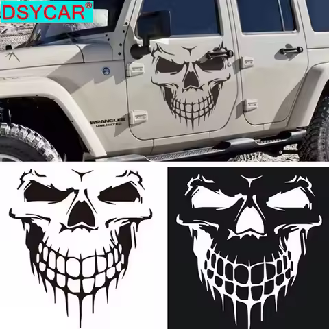DSYCAR 1Pcs Large Size 59X53CM Skull Head Car Stickers and Decals Reflective Vinyl Car Styling Auto 