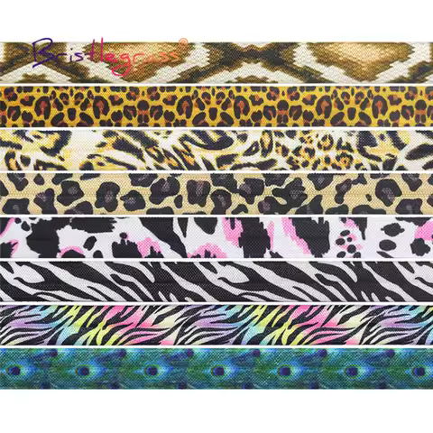 BRISTLEGRASS 2 5 10 Yard 5/8" 15mm Lace Crown Leopard Animal Print Fold Over Elastics FOE Spandex Ba