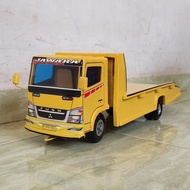 miniatur mobil mainan anak truk oleng towing kayu p50cm - kuning plus lampu led