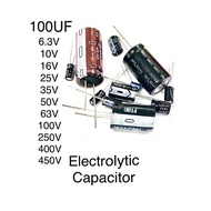 Ready Stock Electrolytic Capacitor 100uf 6.3V 10V 16V 25V 35V 50V 63V 100V 250V 400V 450V