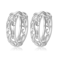 New Trendy Hollow Dragon Earrings Men Hoops Jewelry Gift Retro Ethnic Silver 925 Earrings Male Party