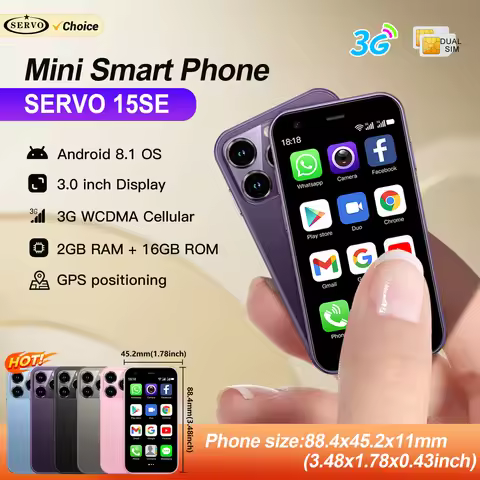 SERVO 15SE Mini Smartphone 3G WCDMA WiFi Hotspot Android OS Play Store WhatsAPP 2GB+16GB 2 SIM Card