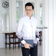 KATUN KEMEJA Men's Slim Fit Long Sleeve Batik Shirt with Erro Lining, Premium Cotton Material, Black