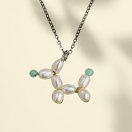 手作Balloon Dog瑪瑙養殖淡水珍珠配不銹鋼鍊