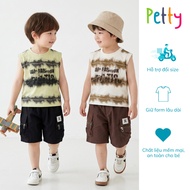 Boys' Three-Piece Set – Shirt Sleeveless Tie-dye & Stylish Cargo Shorts - PETTY Kids Store [A247]