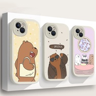 for iPhone 11 12 13 14 15 Pro Max Liquid silicone TPU soft Case K514 we bare bears